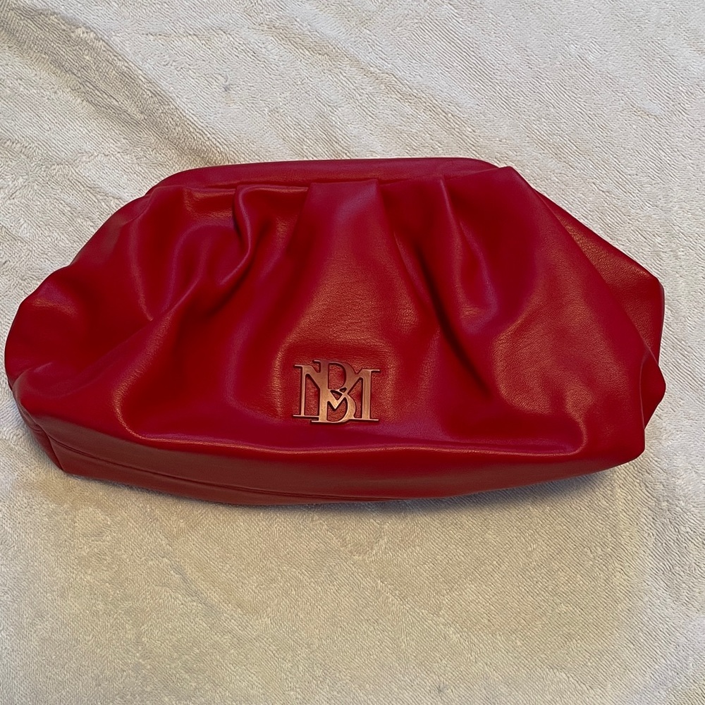 Badgley Mischka Red Faux Leather Clutch - Picture 1 of 6